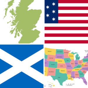 Scotland and America Maps and Flags